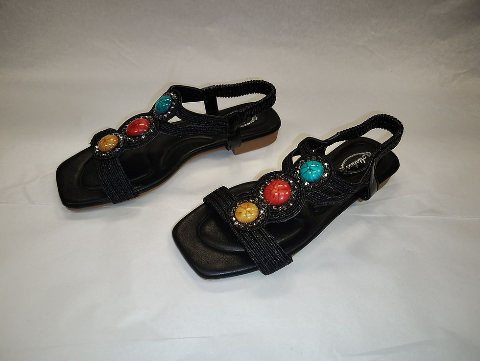 Thumbnail: Black Sandals with Colorful Stones and Rhinestones