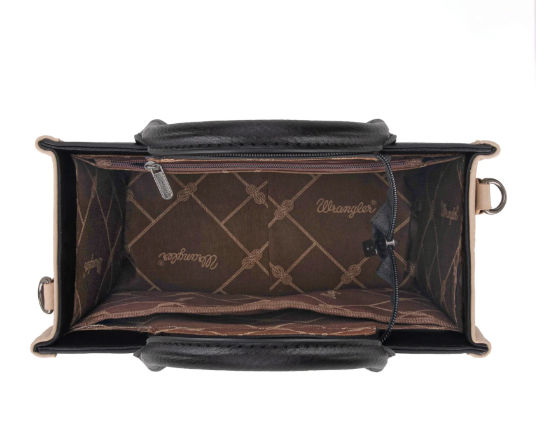 Thumbnail: Wrangler Aztec Embroidered Tote/Crossbody - Black