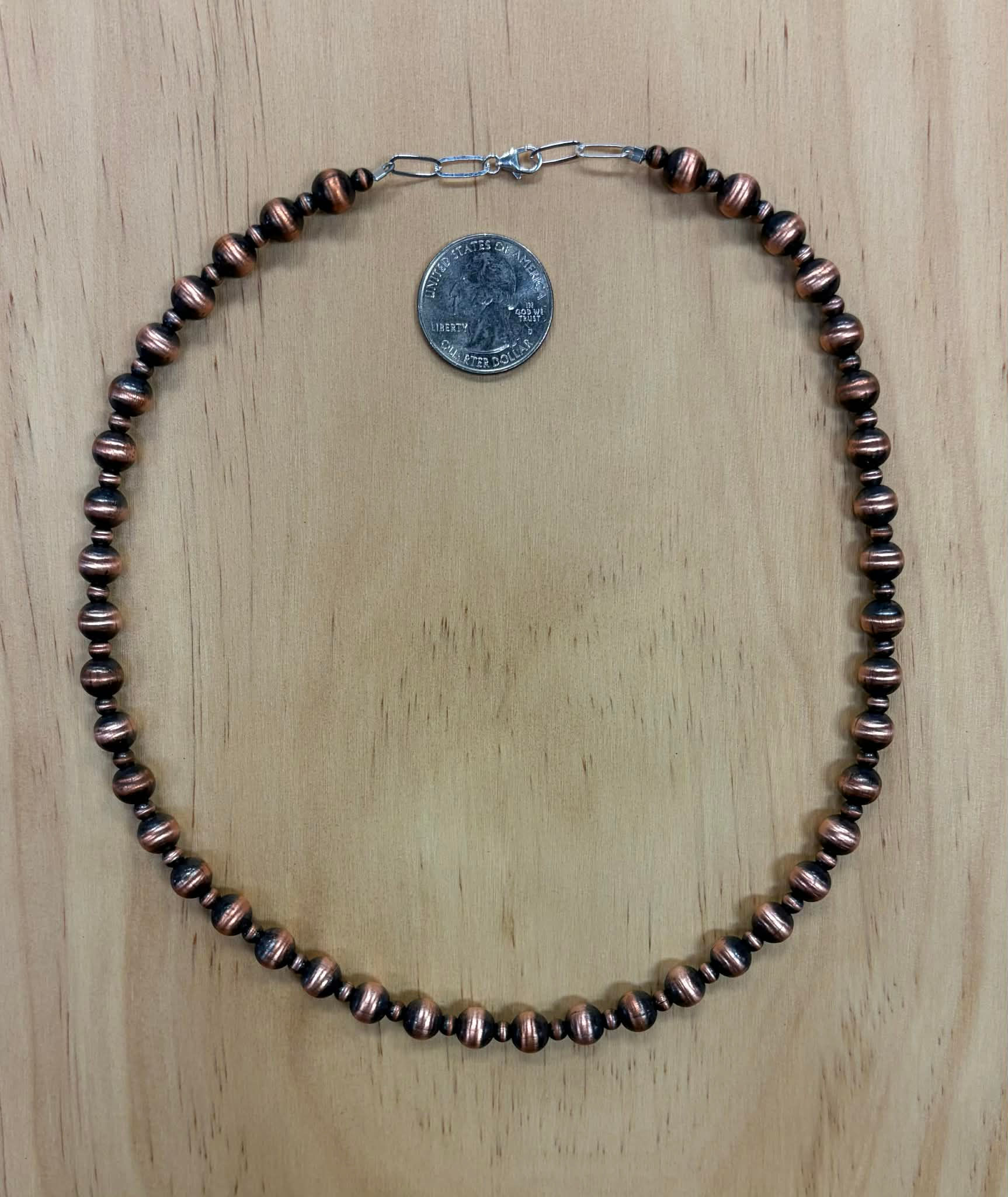 4mm and 8mm Copper Pearl Necklace - 18"