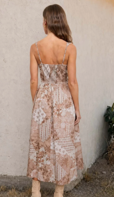 Thumbnail: Print Sleeveless Corset Midi Dress