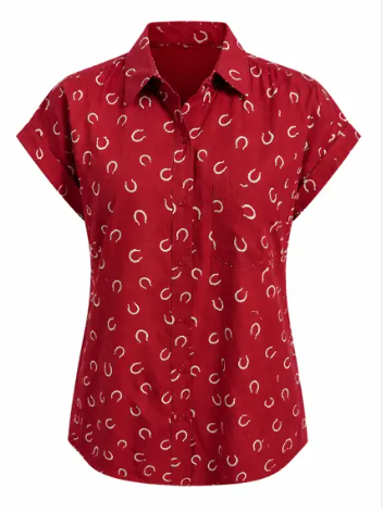 Thumbnail: Lucky Horseshoe Button Up Short Sleeve Top