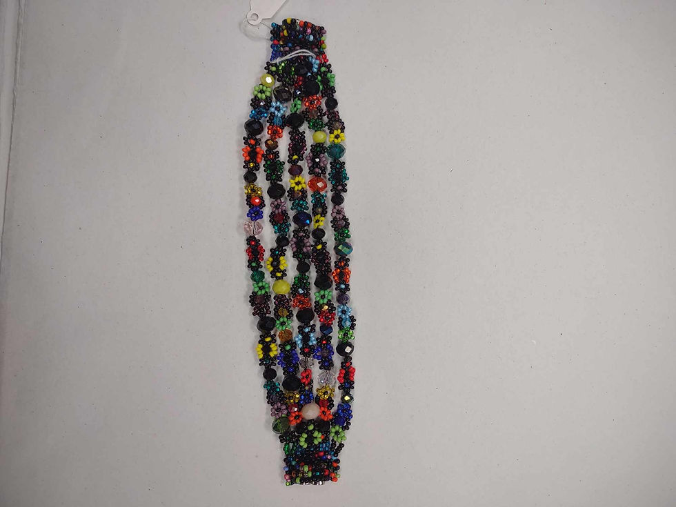 Thumbnail: Daisy Seed Bead Bracelet - Black Multi