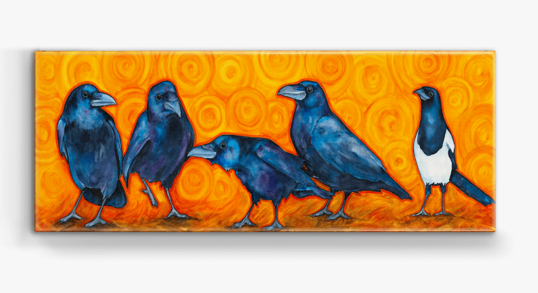 Thumbnail: "Odd Bird Out" - Metal 3D Box Wall Art - Print by Karen Savory