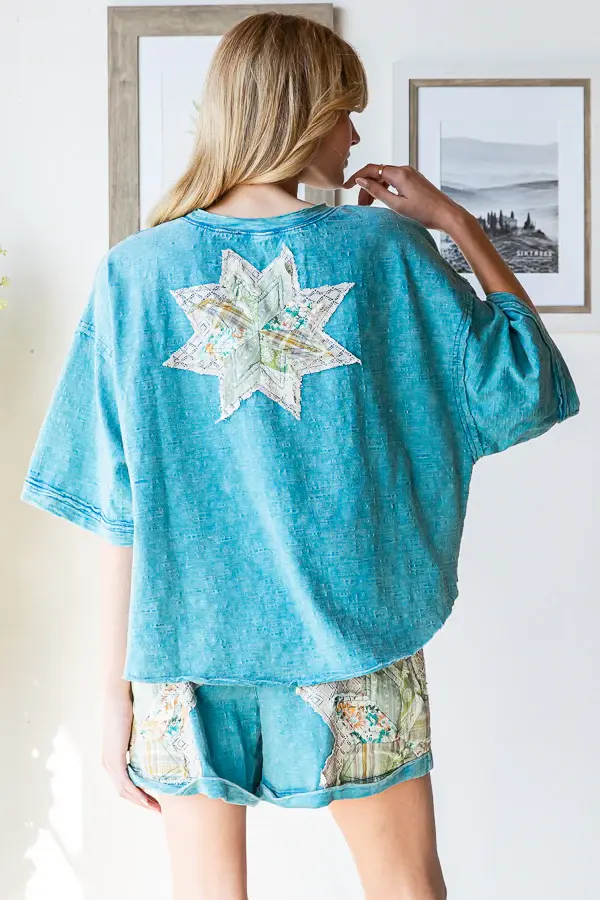 Thumbnail: Multi Print Star Patch Slub Shorts