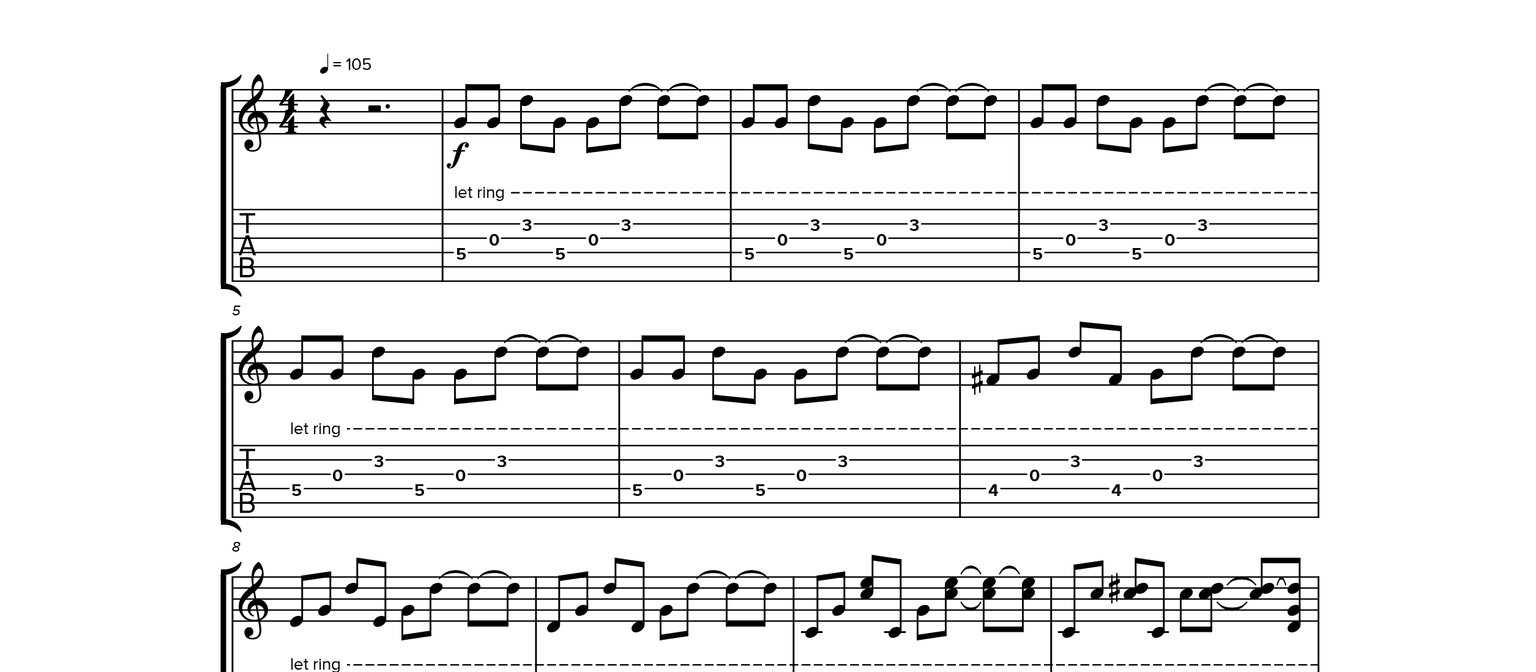 Notatie van Wake Me Up When September Ends