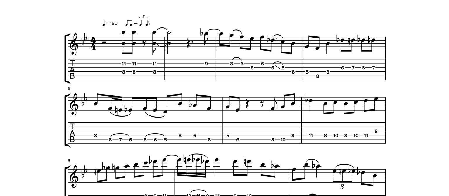 Notatie van Move Along (solo)