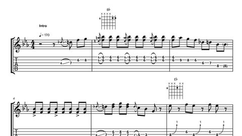 Notatie-voorbeeld van Johnny B. Goode