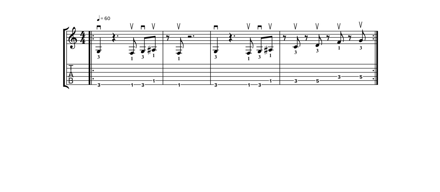 Notatie van Seven Nation Army Riff
