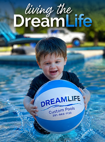 Charlie playing in the pool with his beachball from Dreamlife Custom Pools