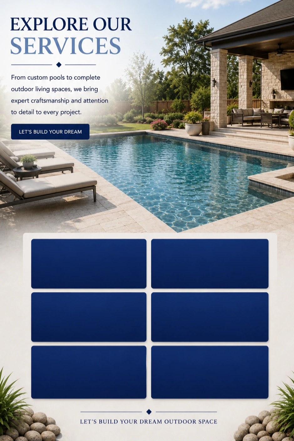 Our service page for DreamLife Custom Pools