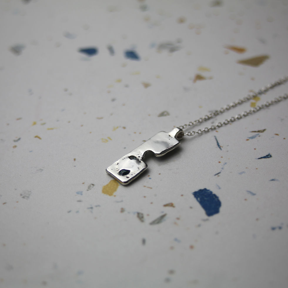 Thumbnail: Blank Space Bar Necklace - Silver  & Ombré CZ