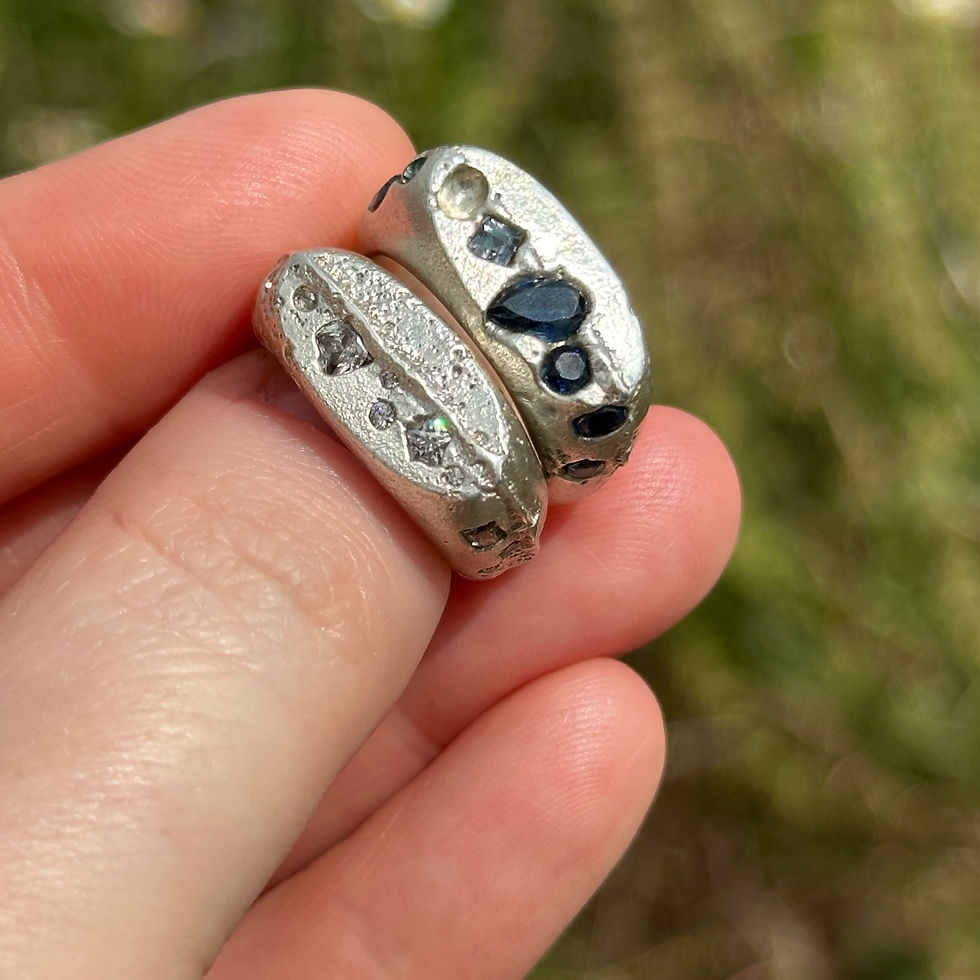 Thumbnail: Alex Signet Ring - Silver & Blue Sapphires - K 1/2