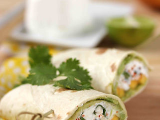 Wraps of fresh goat cheese, mango and avocado