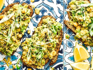 Miso chickpeas and avocado on toast