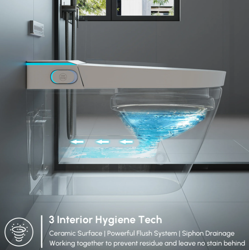 Miniaturbild: Intelligentes wandmontiertes Dusch-WC mit voller Funktion