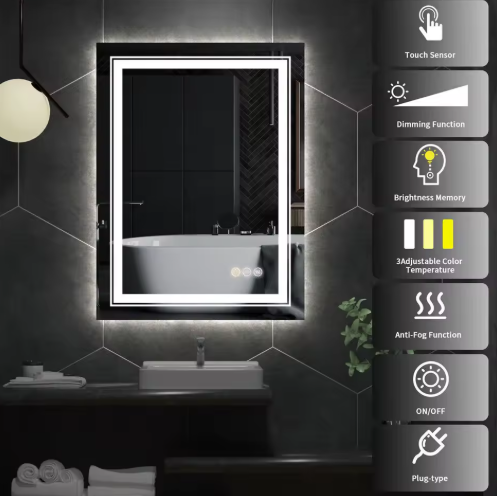 Miniaturbild: LUVODI 28 x 36 Zoll rechteckiger LED-Badezimmerspiegel