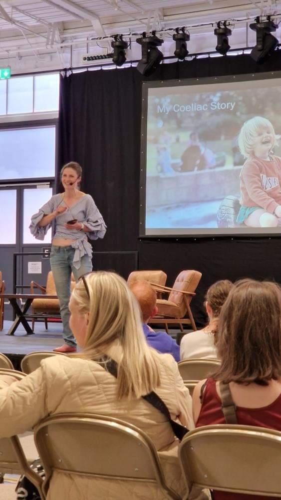 Ali Walsh giving a talk at the London FreeFrom Food Festival 2023