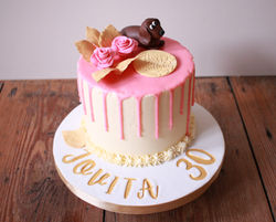 Pink drip gluten-free cake