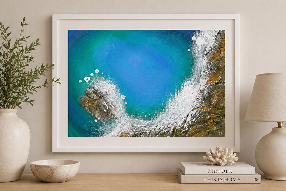 Thumbnail: Golden Rocks: Coastal Abstractart, Crashing Wave Ocean Wall Art