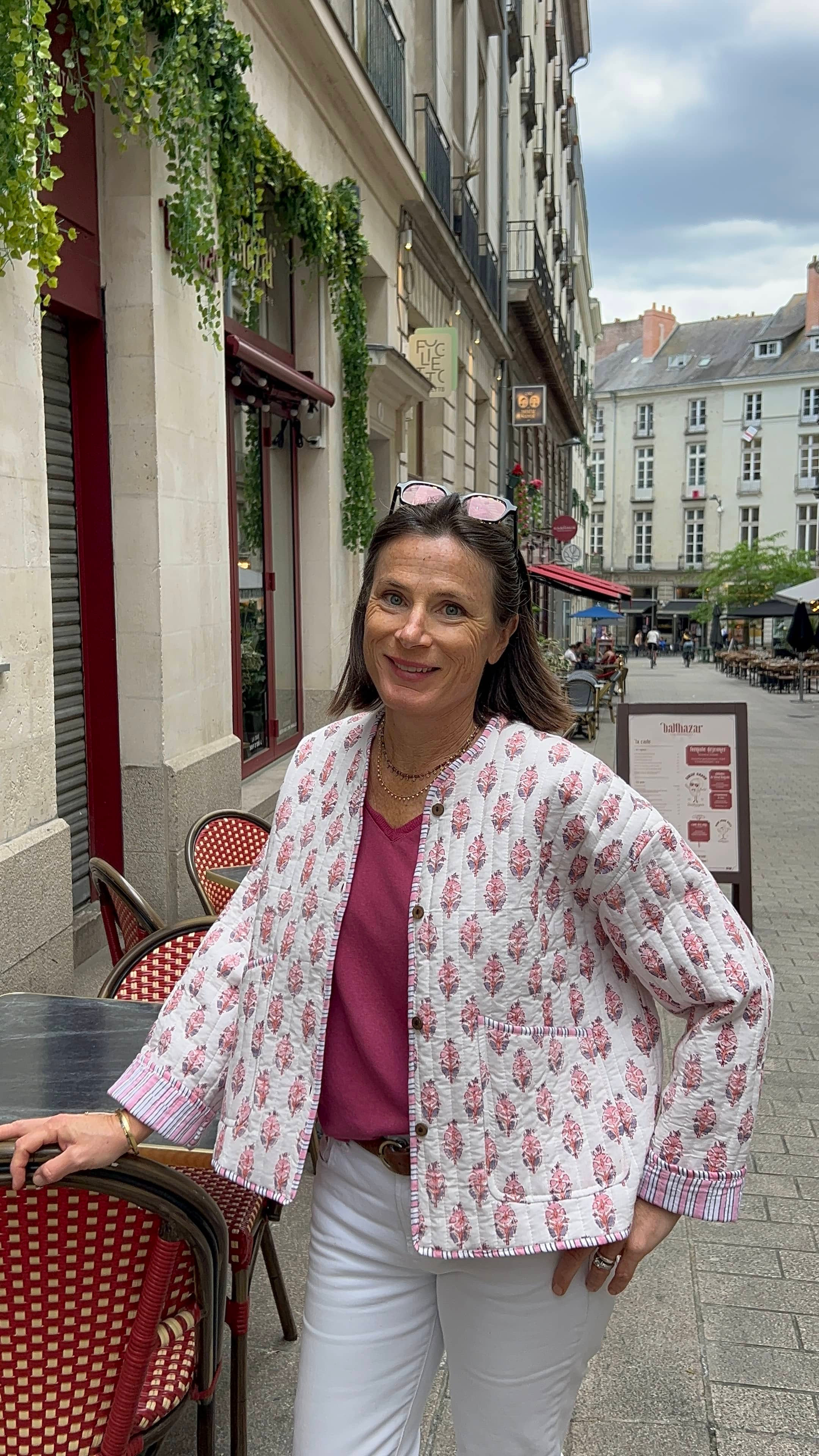 veste matelassée Spring rose | Quilted blockprint jacket Powder pink