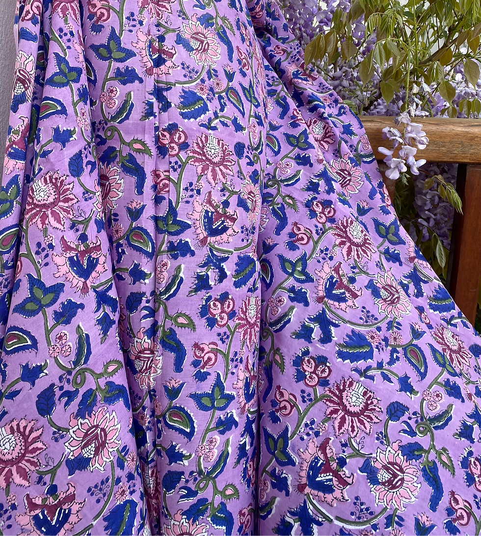 Miniature : COUPON tissu indien Shiraz mauve