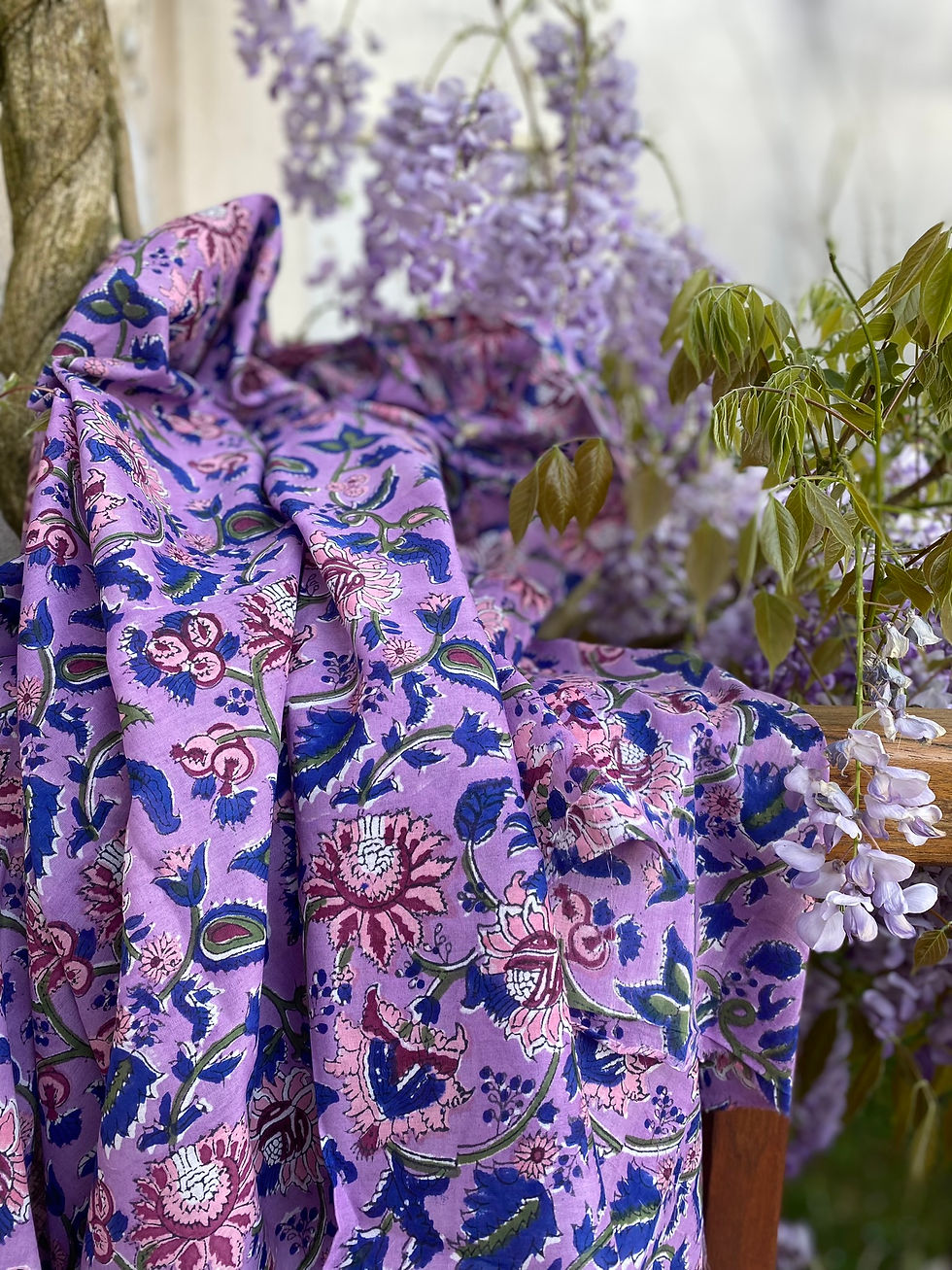 Miniature : COUPON tissu indien Shiraz mauve