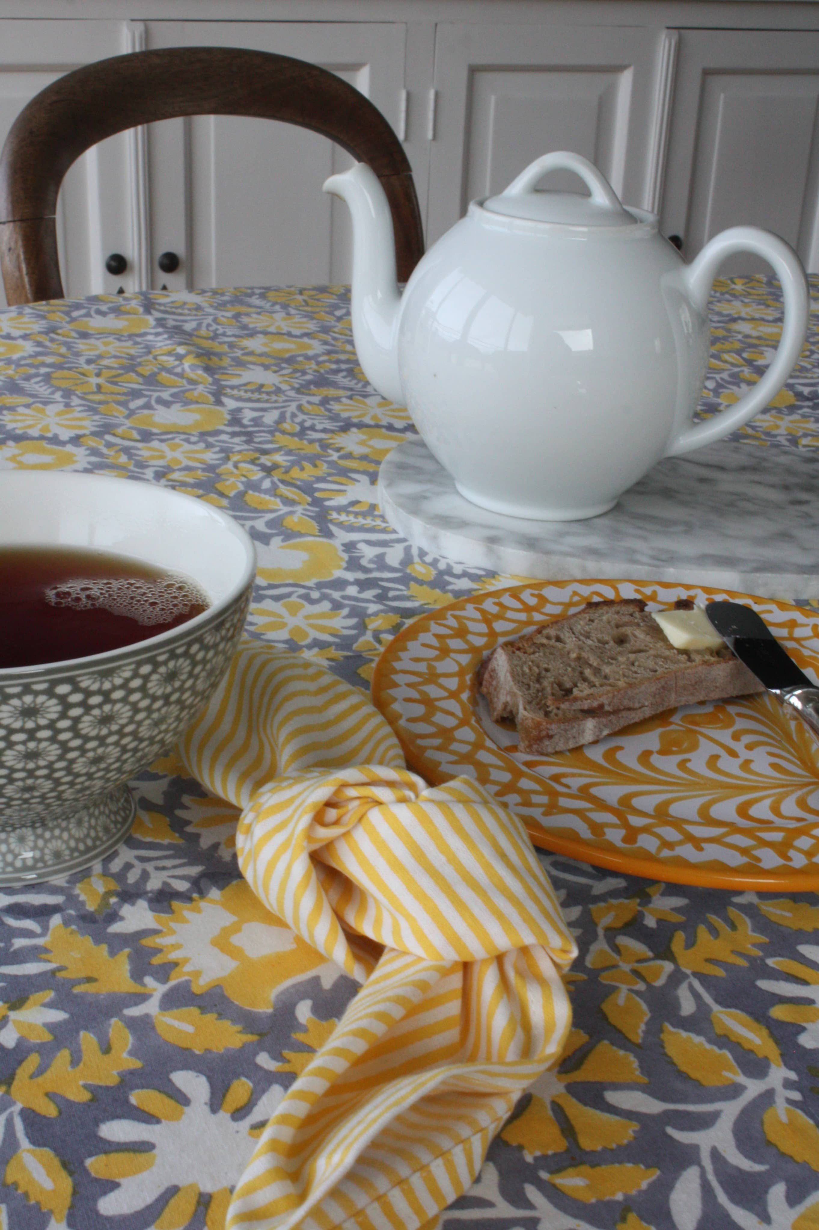 nappe Lemon twist | Lemon blockprint tablecloth