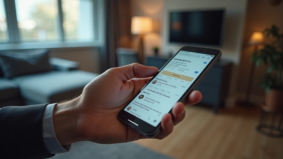 Close-up of a smartphone displaying social media marketing content
