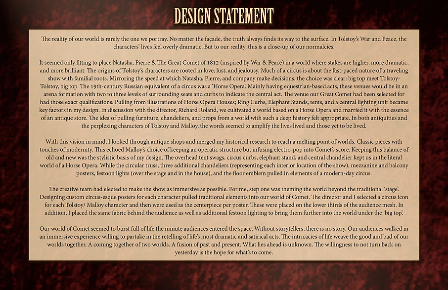 Natasha, Pierre & the Great Comet of 1812 Maggie Jackson's Scenic Design, Design Statement.
