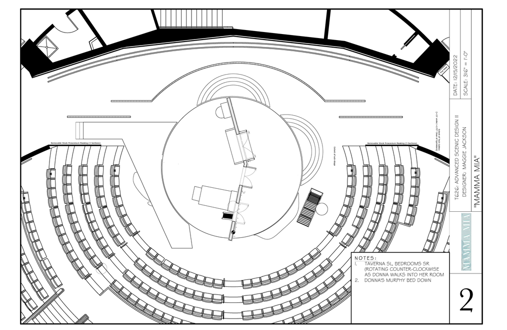 Shift Plot Plate 2, Mamma Mia- Theoretical Scenic Design of Mamma Mia by Anderson, Ulvaeus & Johnson for The Mark Taper Forum by Maggie Jackson