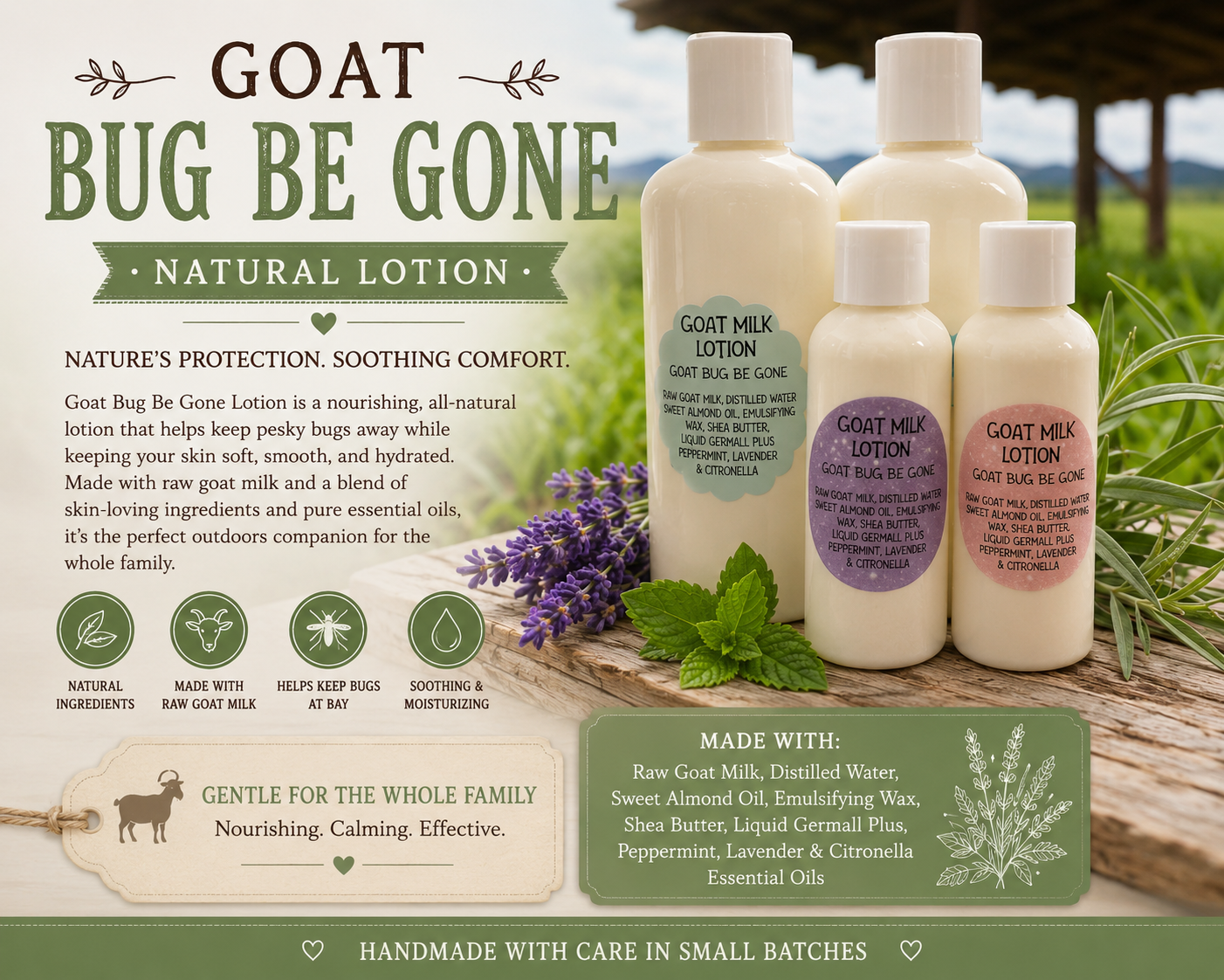 🐐🦟 Goat Bug Be Gone Goat Milk Lotion 🦟🐐