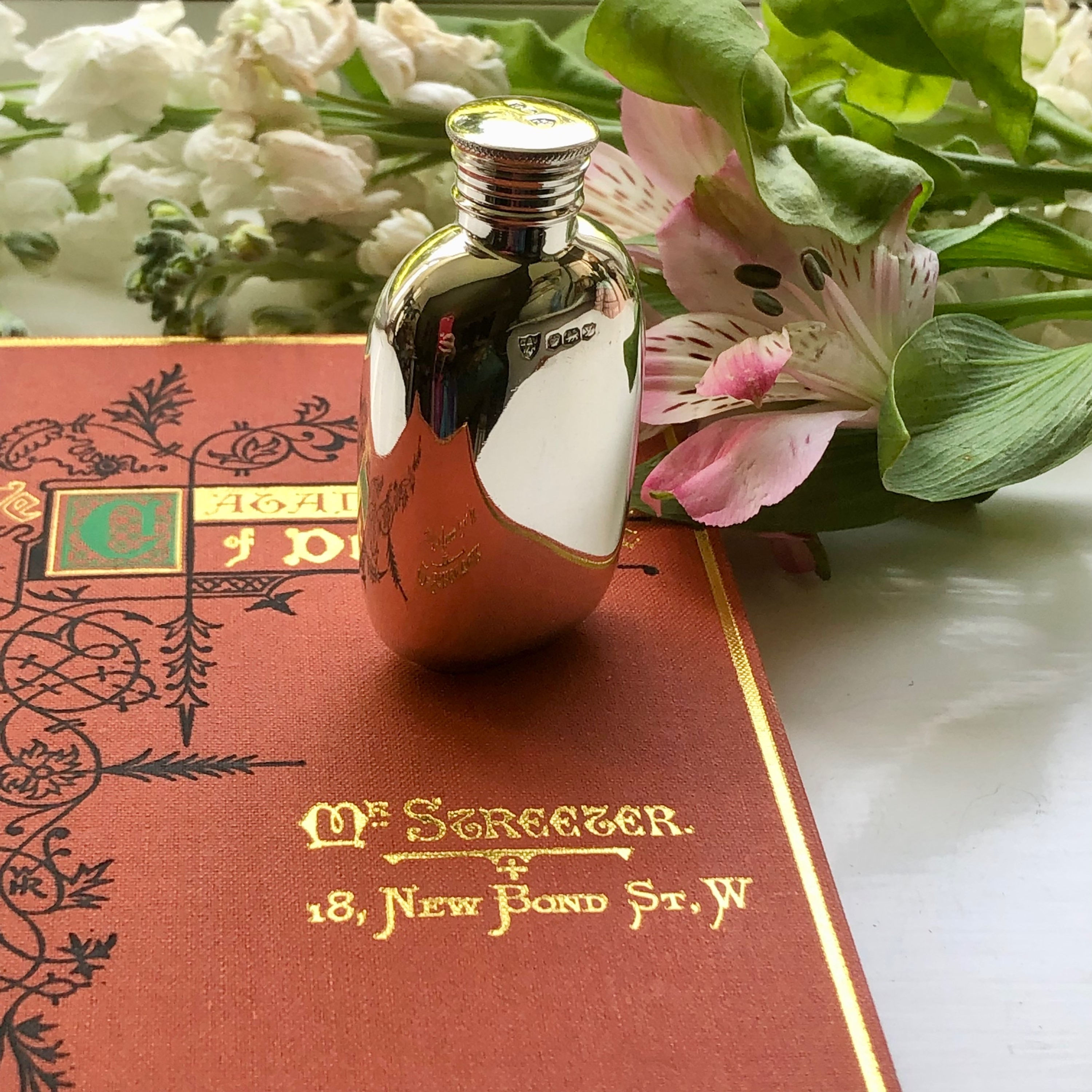 Small pocket Size sterling Silver Hip Flask 