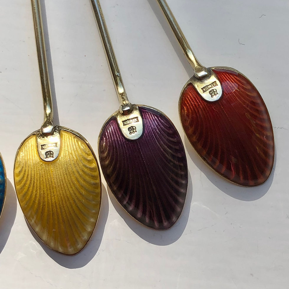 Thumbnail: Sterling silver and Enamel Coffee/Tea Spoons 1950