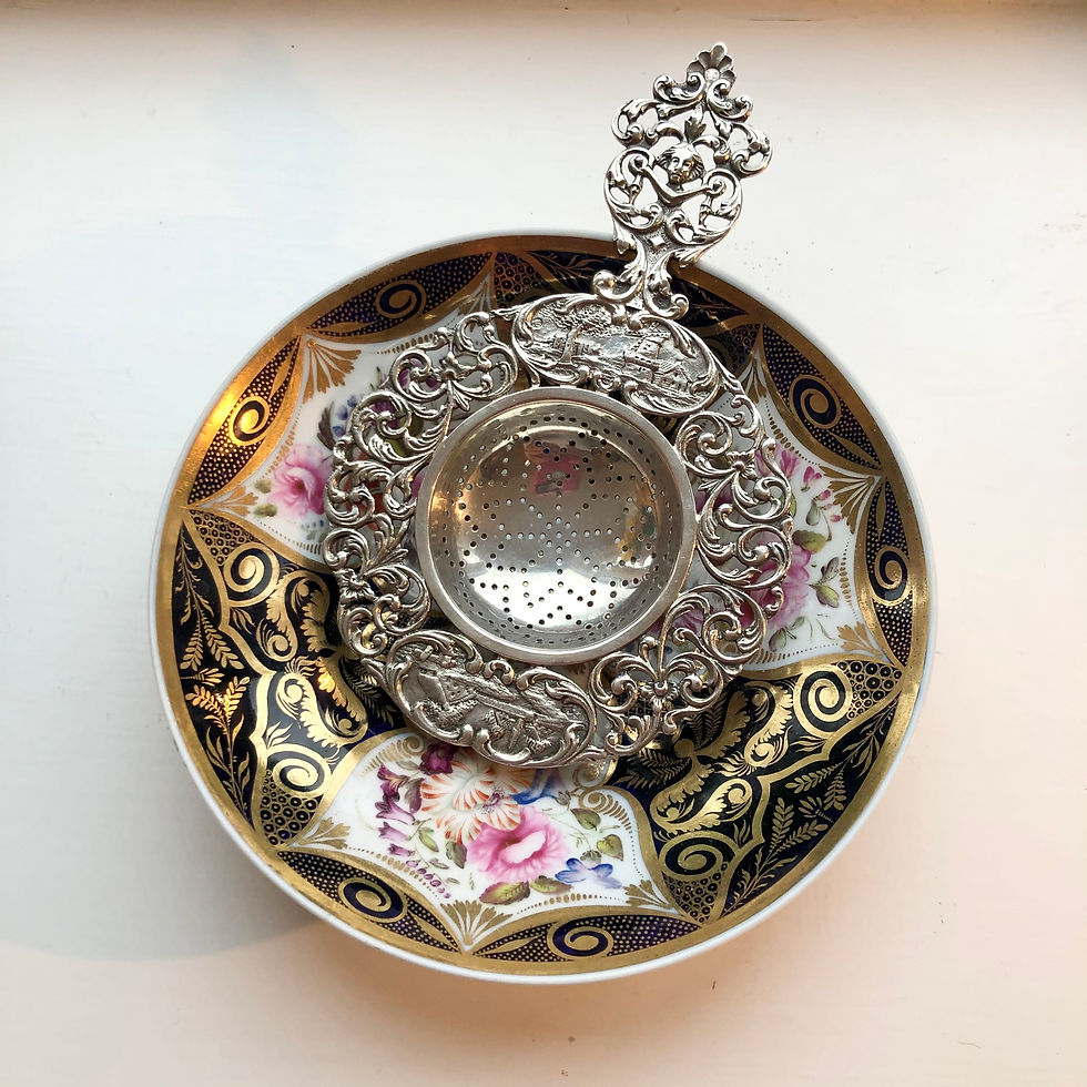 Thumbnail: A Dutch Silver Tea Strainer Circa 1900 Decorated With Country Scenes.