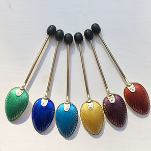 Sterling silver and Enamel Coffee/Tea Spoons 1950