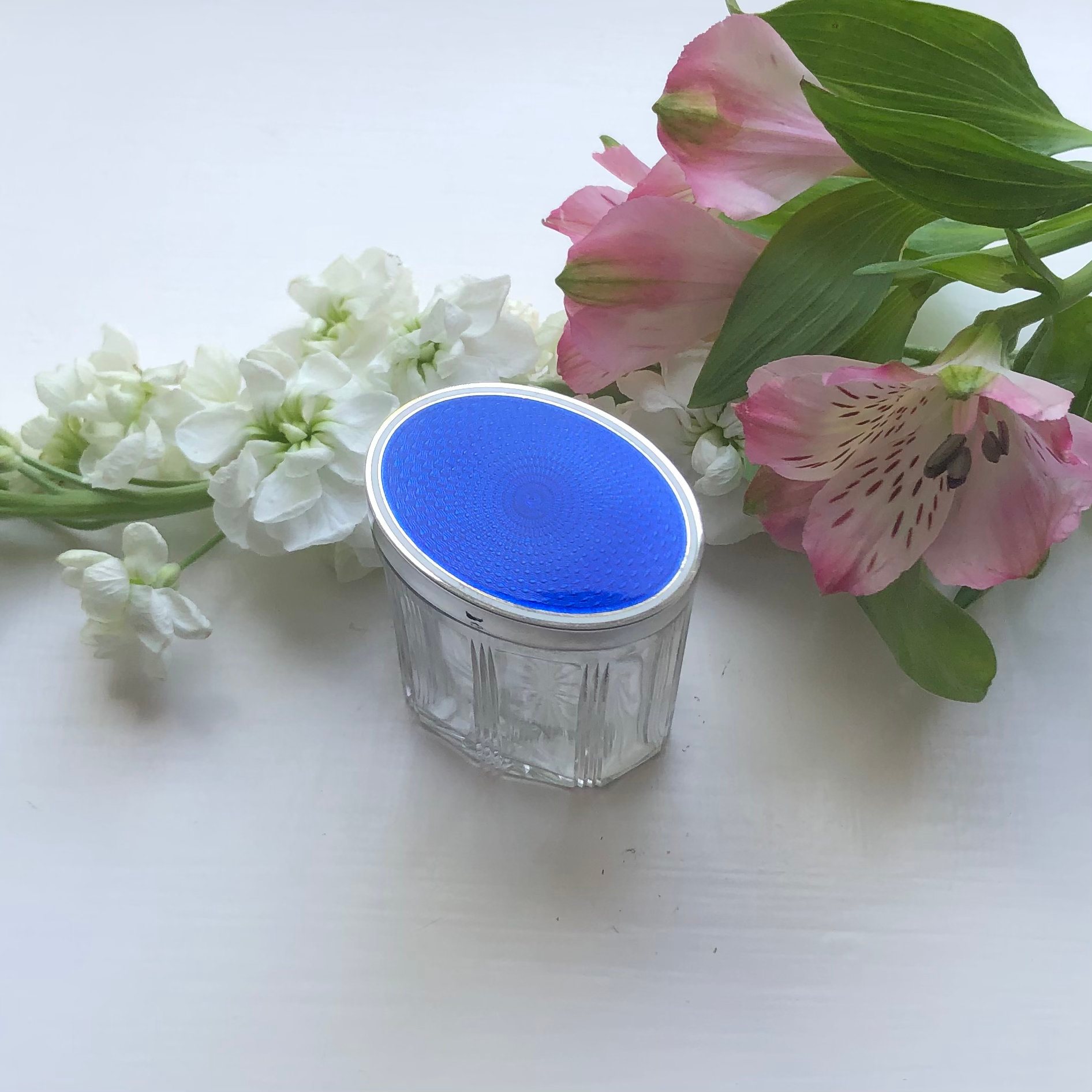 French Sterling Silver And Enamel Jar Circa 1930