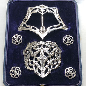 A Silver Buckle And Button Set Made By Samuel Jacob London 1906.