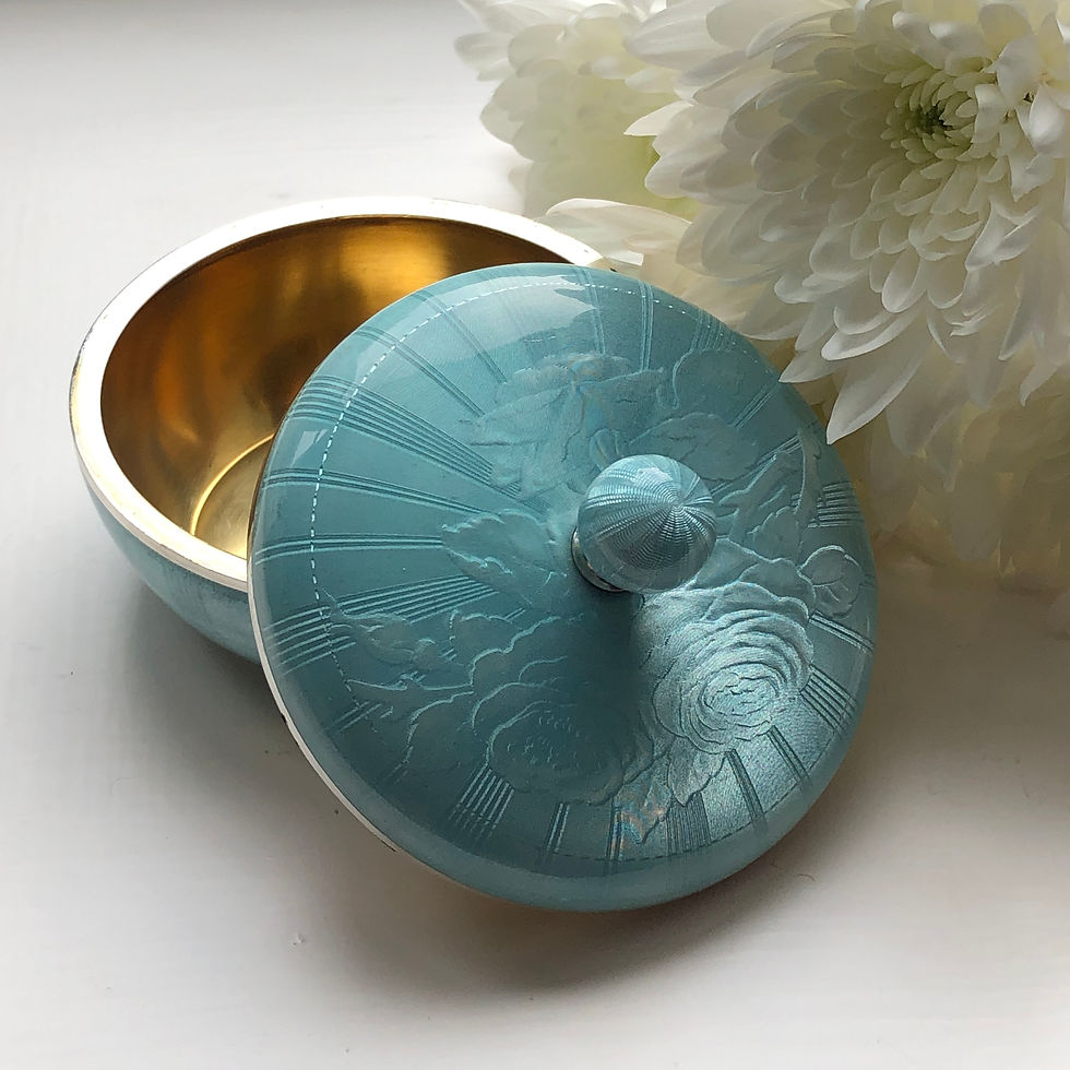 A Enamel And Silver Dressing Table Pot With A Rose Decoration Circa 1920