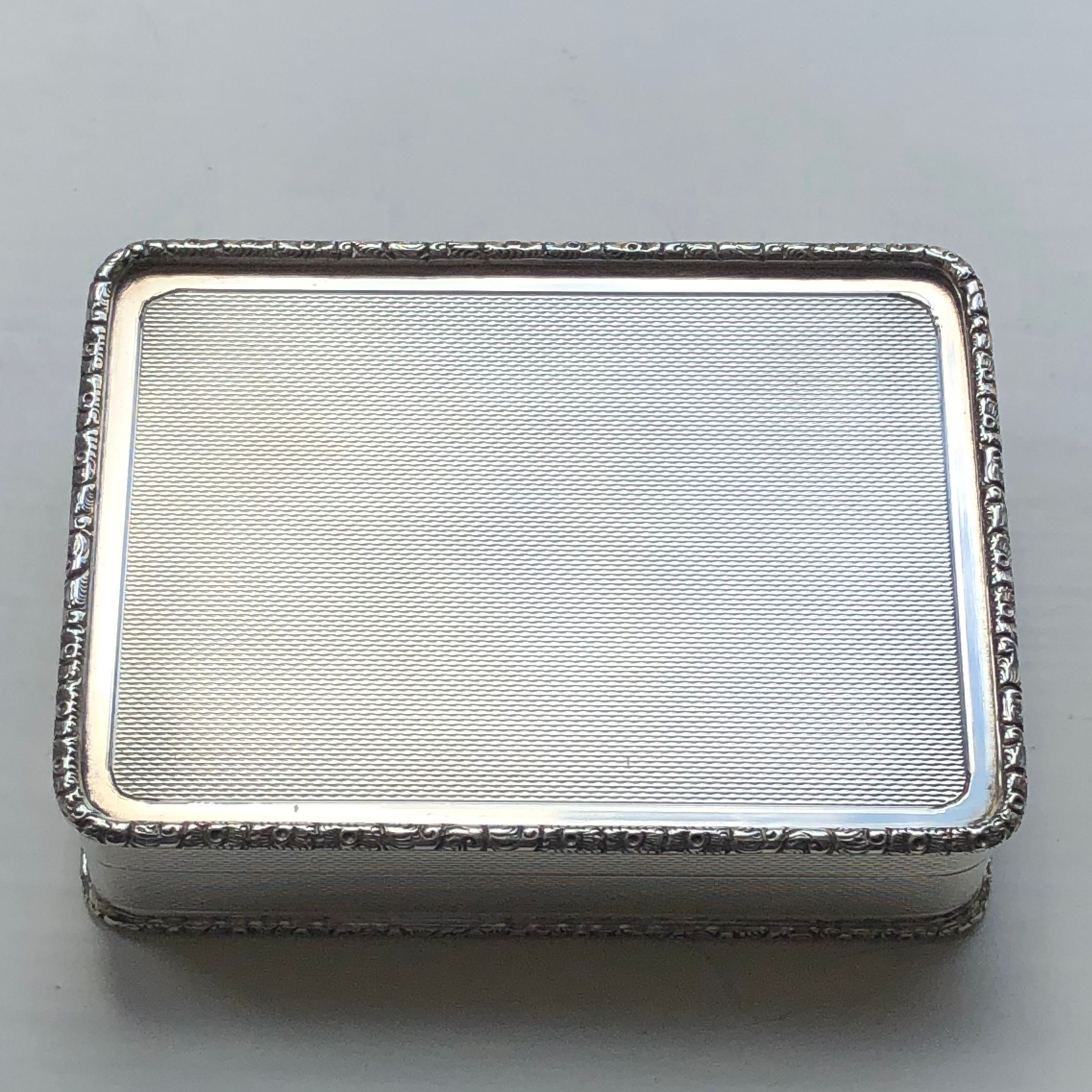 A Engine Turned Hinged Silver Box London 1963.