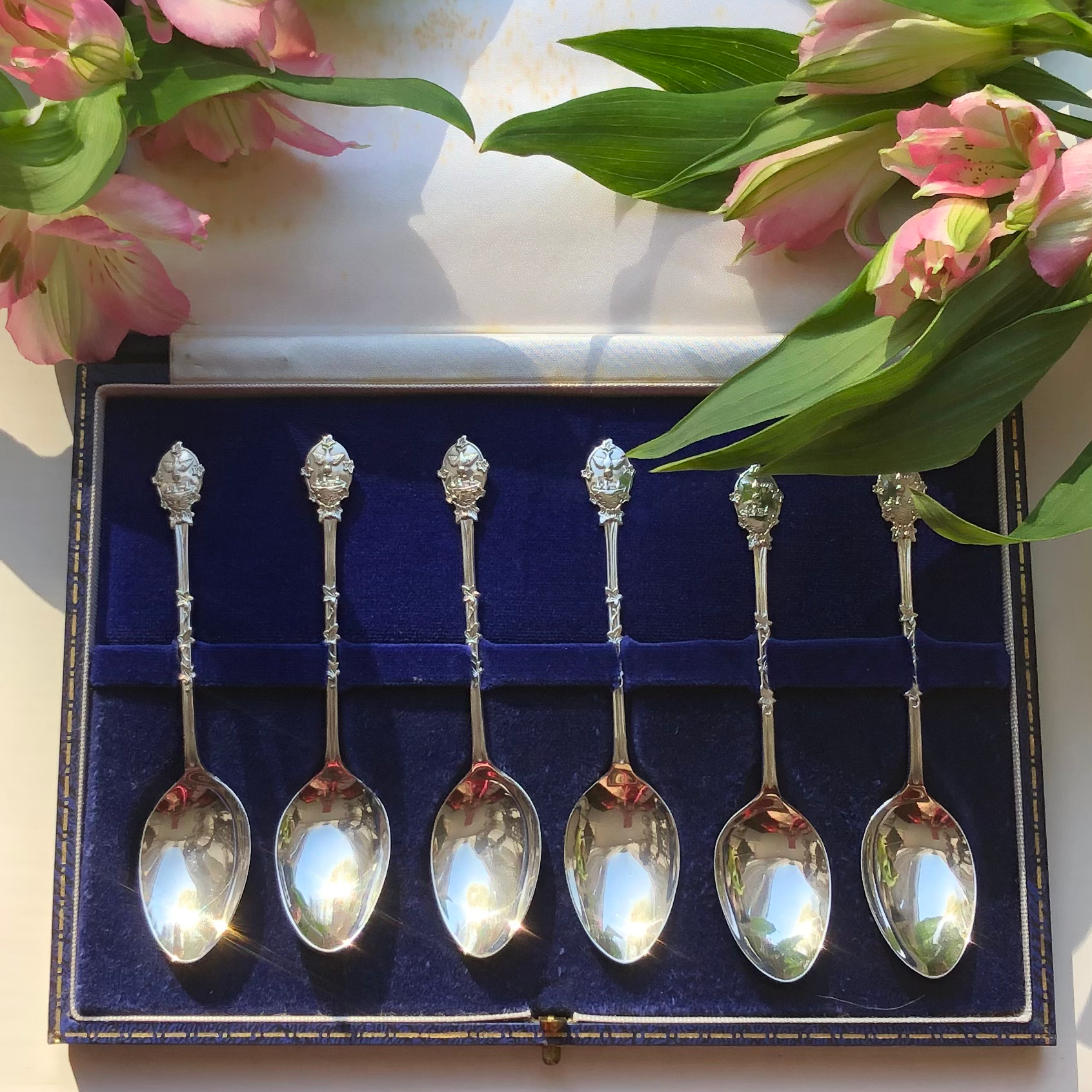 Sterling Silver Tea Spoons Birmingham 1905 Bird Design