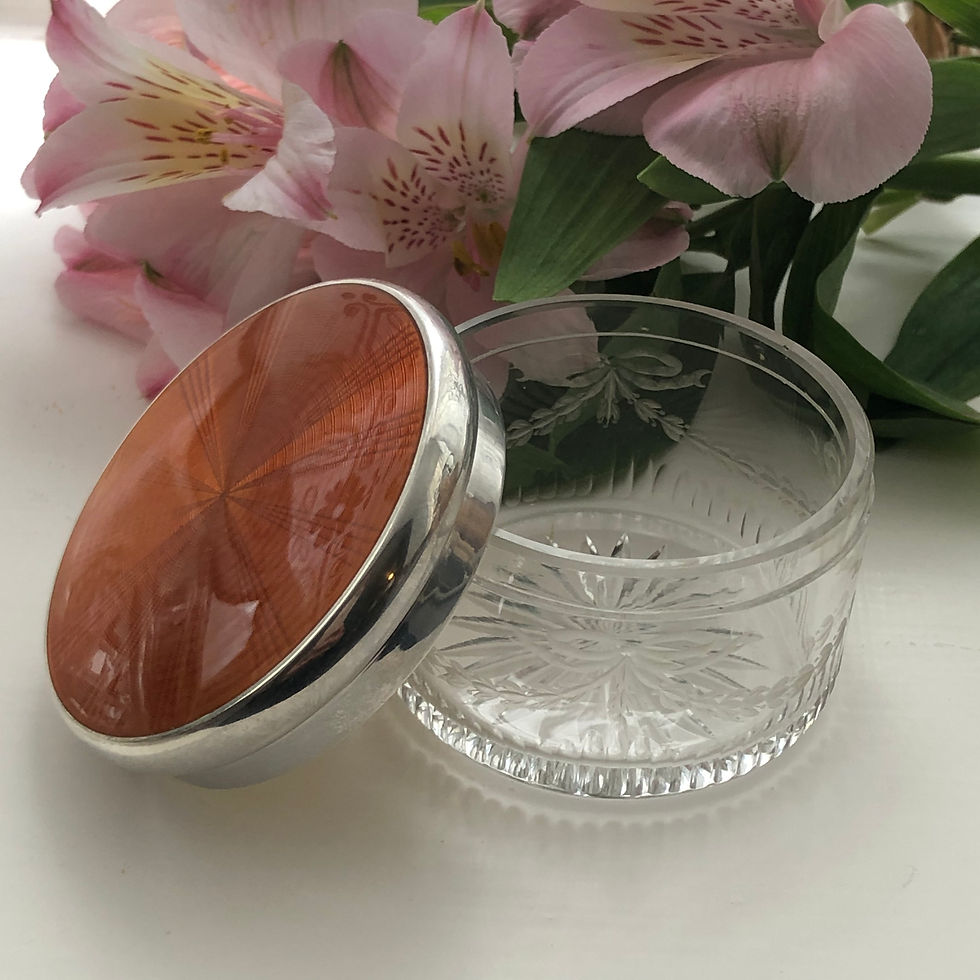 Thumbnail: A Silver And Orange/Bronze Enamelled Dressing Table Jar French Circa 1930
