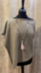 Mala Pink Lavender Grace Amethyst and Kunzite with the flower in front