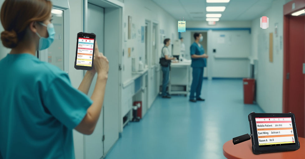 High angle view of a Rondish nurse call system installation in action