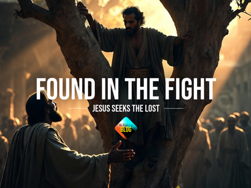 Zacchaeus climbing the tree as Jesus calls to him - Found in the Fight blog post