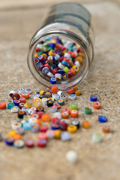 Millefiori mosaic pieces