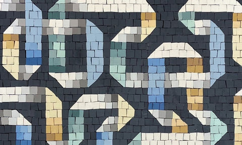 Mosaic panel with a trompe l'oeil theme