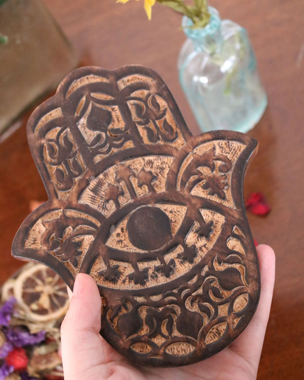 Thumbnail: Wooden Pomegranate Hamsa