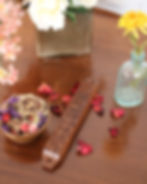 Rosewood Mezuzah With Flower Petals and Incense