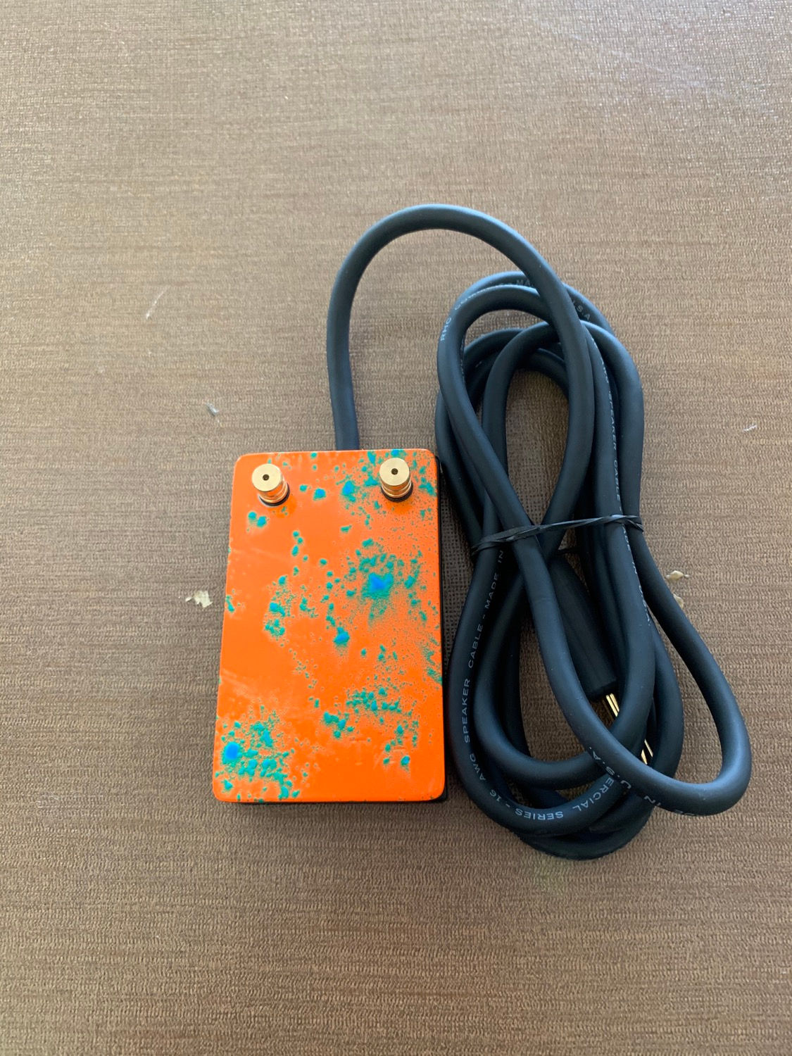 Orange and green splatter heavy duty foot pedal 
