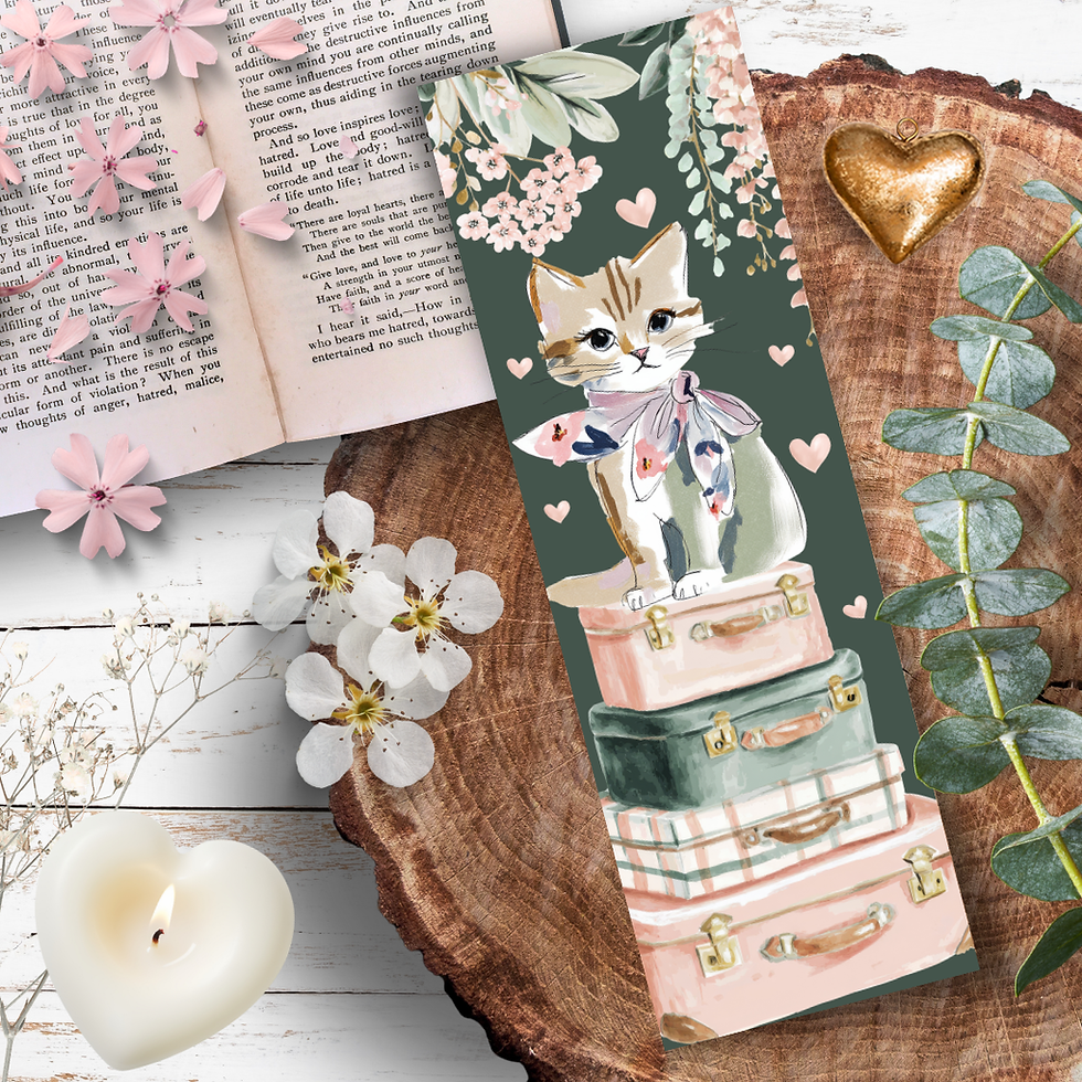 Miniature : 🌸🐾 Lot de 4 Marque-Pages – Chats & Printemps Fleuri